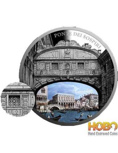 PONTE DEI SOSPIRI Puente de los Suspiros SOS Venecia 1 Oz Moneda Plata 2$ Niue 2017