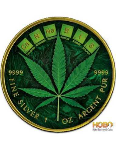 CANNABIS Кленовый лист 1 унция Серебряная монета 5$ Канада 2021