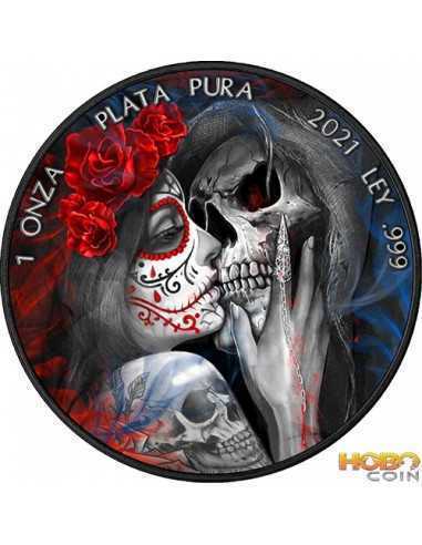 DIA DE LOS MUERTOS III Day Dead Libertad 1 Oz Moneda Plata Mexico 2021