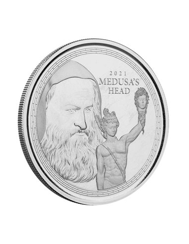 ГОЛОВА МЕДУЗЫ Benvenuto Cellini 1 Oz Серебряная монета пруф 1£ Гибралтар 2021