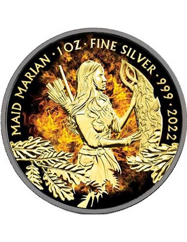 MAID MARIAN Burning Myths And Legends 1 Oz Moneda Plata 2£ Reino Unido 2022