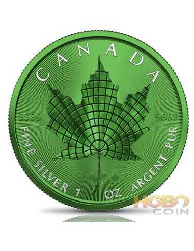 MOSAIC SPACE GREEN EDITION Кленовый лист 1 унция Серебряная монета 5$ Канада 2021