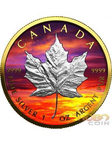 SUNSET EDITION Maple Leaf 1 Oz Moneta Argento 5$ Canada 2021