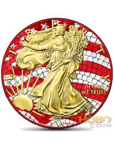 MOSAIC SPACE RED EDITION Американский орел 1 унция Серебряная монета 1$ США 2021