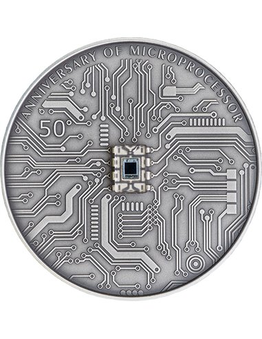 MICROCHIP 50 лет Серебряная монета 2 унции 5$ Ниуэ 2021