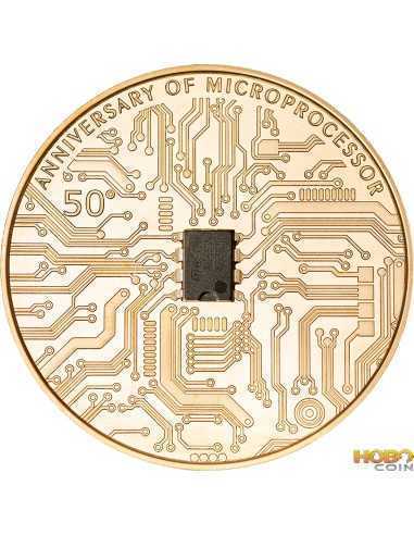 MICROCHIP 50th Anniversary 2 Oz Позолоченная монета 5$ Ниуэ 2021