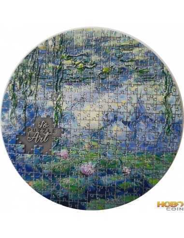 WATER LILIES BY CLAUDE MONET SO PUZZLE ART 3 OZ SILVER COIN 3000 FRANCS CAMEROON 2021