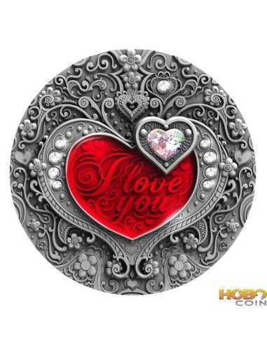 I LOVE YOU Heart 2 Oz Серебряная монета 2$ Ниуэ 2020
