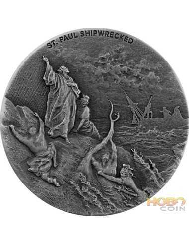 St. PAUL Shipwrecked Biblical Series 2 Oz Moneda Plata 2$ Niue 2021
