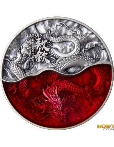 AO QIN VERMILLION DRAGON Dragon Kings 2 Oz Silver Coin 10000 Francs Chad 2022