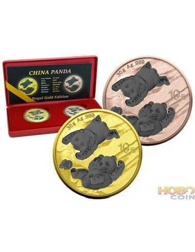 Серебряная монета PANDA Royal Gold Edition 10 юаней Китай 2022 г.