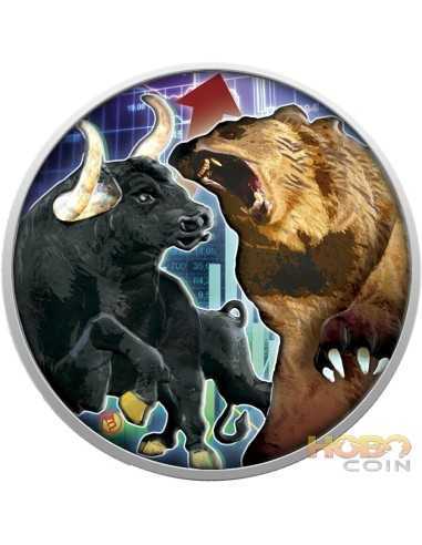 BULL AND BEAR 1 OZ Silver Coin 5$ Dollars Tokelau 2021
