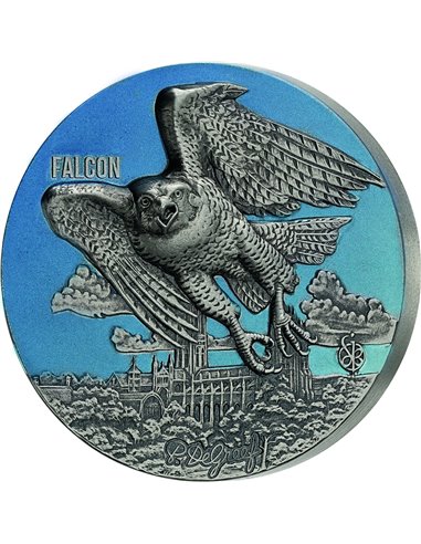FALCON URBAN HUNTERS 3 OZ Серебряная монета 1500 франков Бенин 2022
