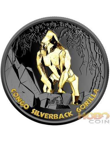 SILVERBACK Gorilla Oro Nero Impero 1 Oz Moneta Argento 500 Franchi Congo 2021