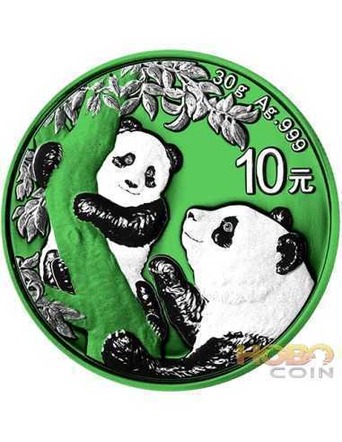 CHINA PANDA Space Green Edition Silbermünze 10 Yuan China 2021