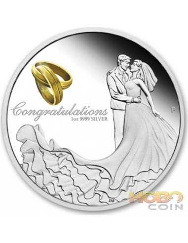 WEDDING COIN Love 1 Oz Серебряная монета 1$ Австралия 2022