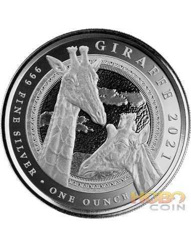 ЖИРАФ 1 унция BU Серебряная монета 1000 Francos CFA Экваториальная Гвинея 2021