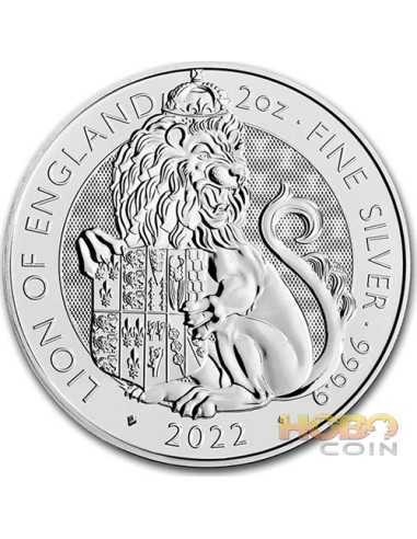 LEON DE INGLATERRA 2 Oz Moneda Plata 5£ Pound Reino Unido 2022