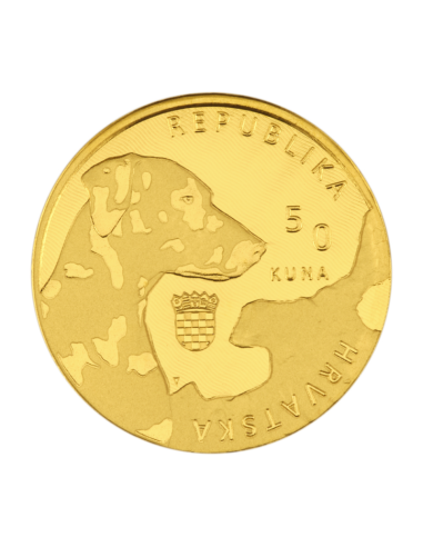 ДАЛМАТСКАЯ СОБАКА Золотая монета 1/16 унции 50 кун Хорватия 2021