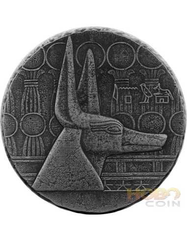 ANUBIS Egyption Relics 5 Oz Moneda Plata 3000 Francos Chad 2022