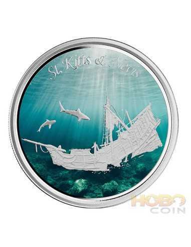 SUNKEN SHIP Saint-Kitts-et-Nevis 1 Oz Silver Coin 2$ ECCB 2021