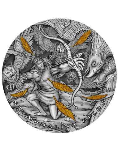 OISEAUX STYMPHALIENS Douze Travaux d'Hercule 2 Oz Silver Coin 5$ Niue 2022