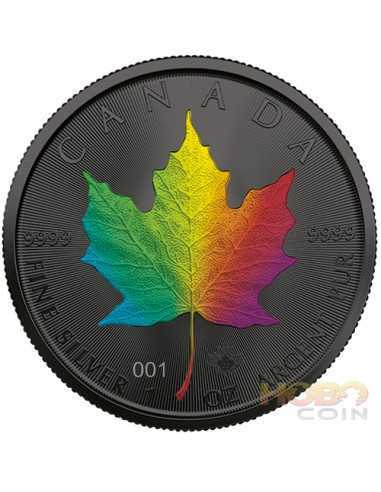 RAINBOW HOLO Holograficzny Liść Klonowy 1 Uncja Srebrna Moneta 5$ Kanada 2021