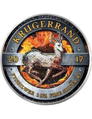 BURNING Iron Power Krugerrand 1 Oz Silver Coin 1 Rand Afrique du Sud 2022