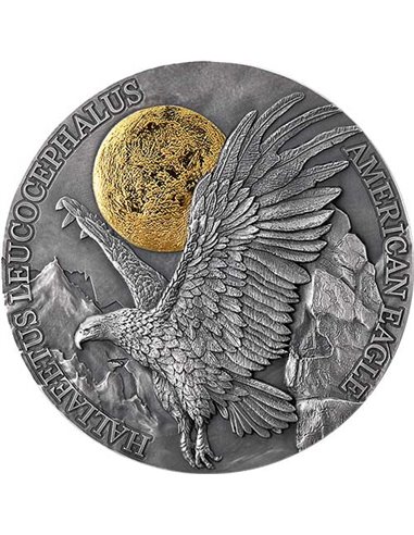 АМЕРИКАНСКИЙ ОРЕЛ Дикая природа в лунном свете Серебряная монета 2 унции 10 седи Гана 2022