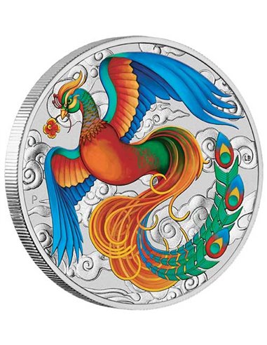 DRAGON Chinese Myths and Legends Vivid Colored 1 Oz Moneda Plata 1$ Australia 2022