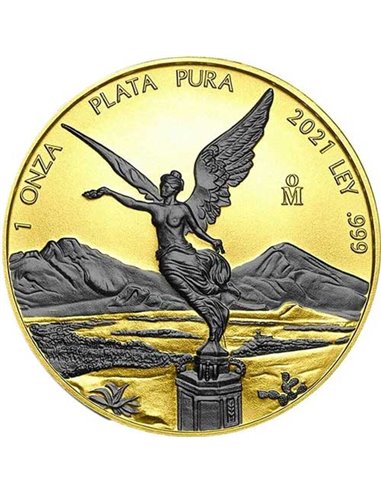 SPACE GOLD EDITION Libertad 1 Oz Silver Coin Mexique 2021