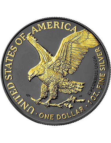 ORO BLACK EMPIRE EDITION Águila Plata Rutenio 1 Oz Moneda Plata 1$ USA 2021