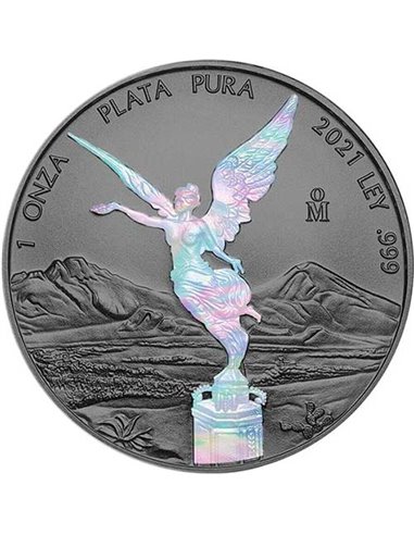 BLACK HOLOGRAPHIC EDITION Ruthenium Libertad 1 Oz Silver Coin Mexico 2021