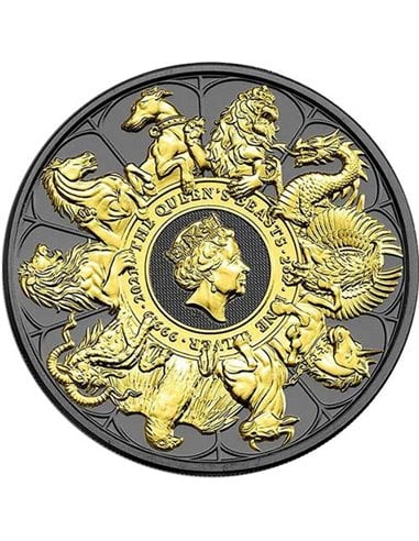 QUEEN BEASTS COMPLETER Gold Black Empire Edition 2 Oz Silver Coin 5£ UK 2021