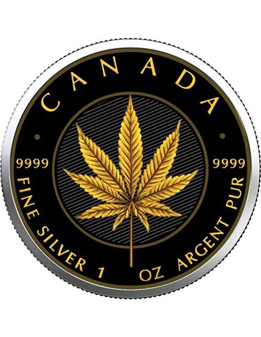 MARIHUANA ZŁOTY Liść Klonu 1 Uncja Srebrna Moneta 5$ Kanada 2022