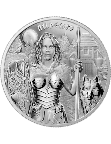 VALKYRIES Хильдегард Германские богини 1 унция Серебряная монета 5 марок Германия 2022