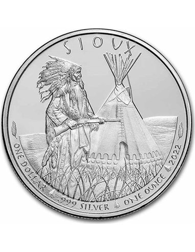 CHIEF GUARDIAN Proof 1 Oz Moneda Plata 1$ Sioux Nation 2022