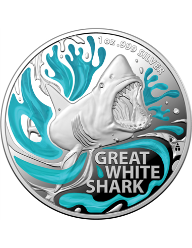 GREAT WHITE SHARK Most Dangerous 1 Oz Moneta Argento 5$ Australia 2022