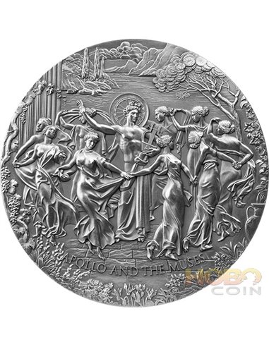 APOLLO I MUZY Celestial Beauty 5 uncji srebrna moneta 5000 franków Kamerun 2022