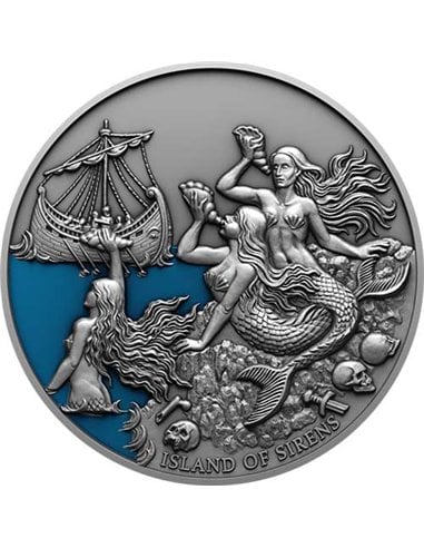 ISLAND OF SIRENS Mythical Creatures Mermaids 2 Oz Silver Coin 5$ Niue 2022