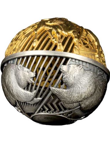 BULL AND BEAR Spherical 2 Oz Silver Coin 5$ Samoa 2022
