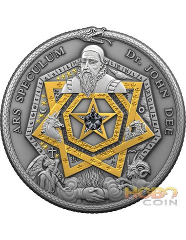 DR JOHN DEE ARS SPECULUM Alchemist 2 Oz Серебряная монета 5$ Ниуэ 2022