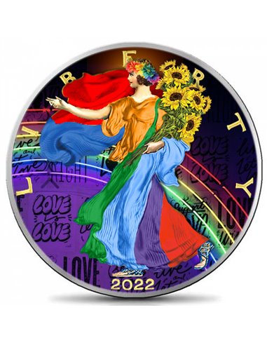 PRIDE Love is Love Walking Liberty 1 Oz Silver Coin 1$ USA 2022