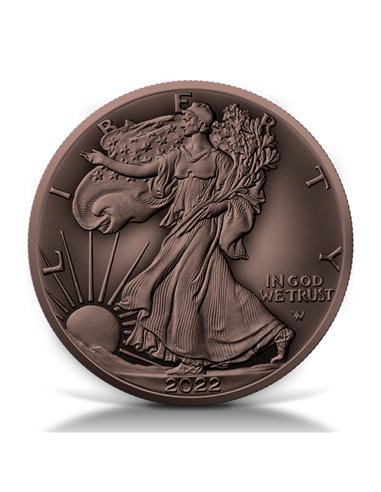 AMERICAN EAGLE Antique Copper 1 Oz Silver Coin 1$ USA 2022