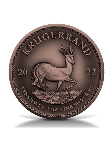 KRUGERRAND Antique Copper 1 Oz Silver Coin 1 Rand South Africa 2022