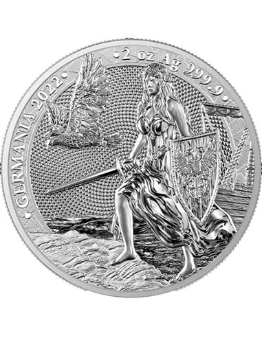 ГЕРМАНИЯ Серебряная монета 2 унции 10 марок Германии 2022