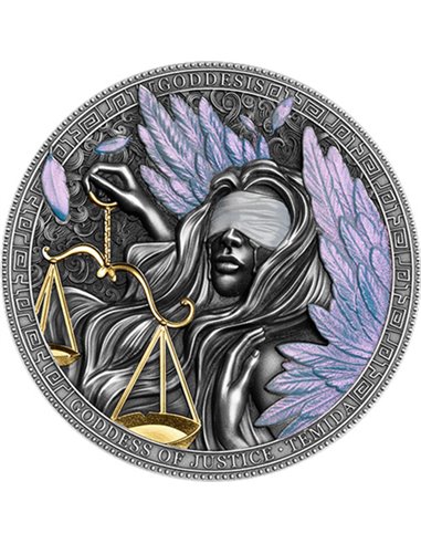 THEMIS Goddesis Goddess of Justice 2 Oz Серебряная монета 5$ Ниуэ 2022