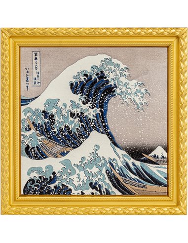 THE GREAT WAVE OF KANAGAWA 2 Oz Gold Plated Silver & 33.5 Copper Coin 10000 Francs Chad 2022