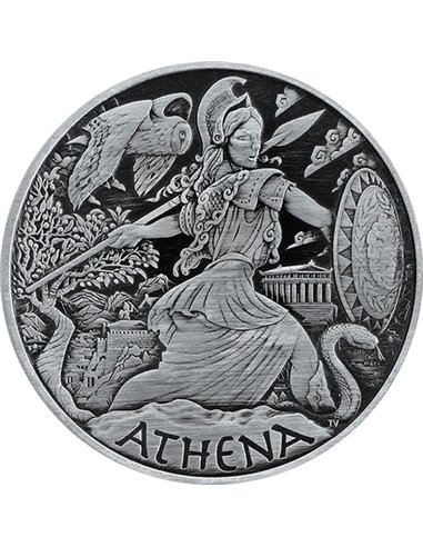 ATHENA Goddesses of Olympus Старинная серебряная монета 1 унция 1$ Тувалу 2022