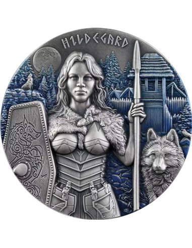 VALKYRIES Hildegard Valhalla Ultra High Relief 2 Oz Серебряная монета 5 марок Германия 2022